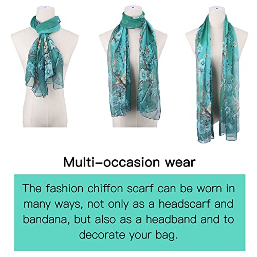 BLURBE Floral Print Chiffon Scarf - Lightweight