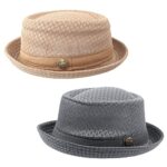 HunterBee 2 pcs Women Ladies Mesh Straw Fedora Hat
