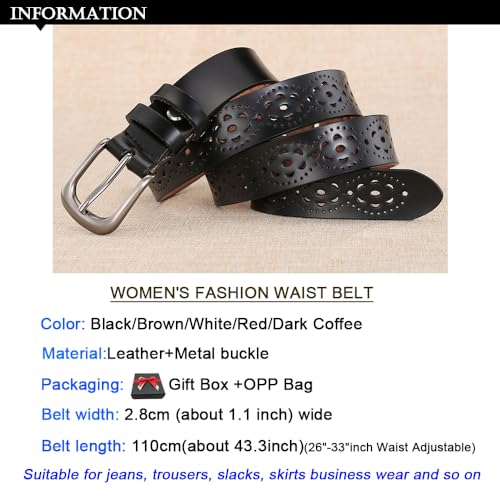 Spolife Women's Vintage Hollow Flower Leather Belt