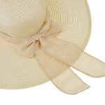 DRESHOW Womens Big Bowknot Foldable Straw Sun Hat UPF 50+