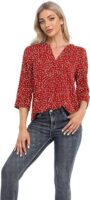 BEIGAI Womens 3/4 Sleeve Chiffon Blouse