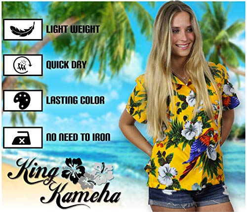 King Kameha Men's Casual Hawaiian Shirt with Flames