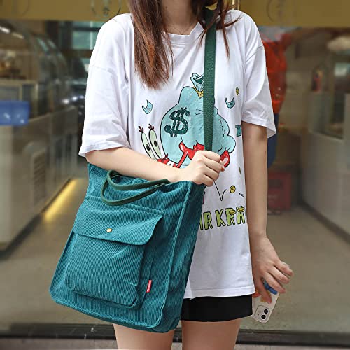 Etercycle Corduroy Crossbody Tote Bag, Peacock Blue