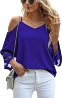 BEIGAI Women's Summer Cold Shoulder Loose Fit Blouse
