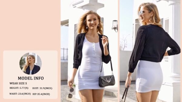 YADIFEN Summer 3/4 Sleeve Lightweight Cropped Cardigan