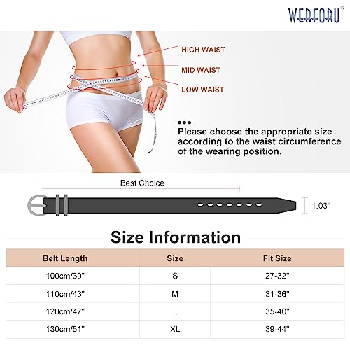 WERFORU 2 Pack Women Leather Belts with Gold Buckle