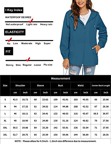 Rapbin Women's Waterproof Lightweight Hooded Raincoat