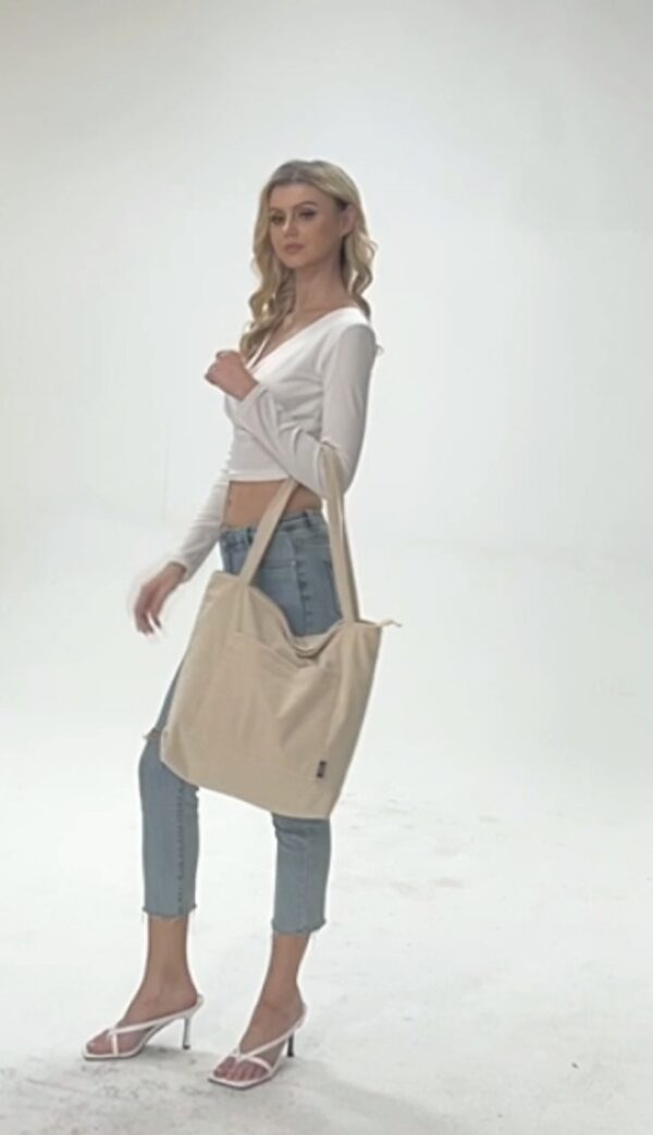 KALIDI Corduroy Waterproof Tote Bag with Zipper, 35L