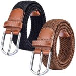 2 Pack Women's Stretch Canvas Braided Belts, One Size