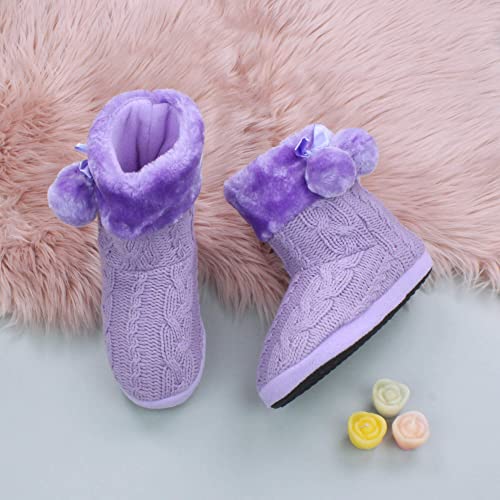 AJVANI Women's Winter Slipper Boots with Pom Pom, Faux Fur