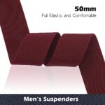 FACATH 5cm Wide X-Shaped Heavy Duty Suspenders with Clips