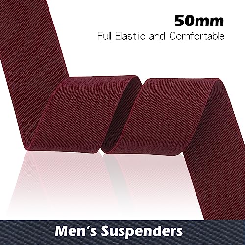FACATH 5cm Wide X-Shaped Heavy Duty Suspenders with Clips