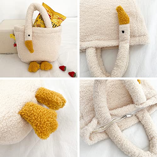 XACKWUERO Women Cute Plush Goose Shoulder Bag