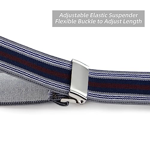 Dresime Men's Y-Back Adjustable Suspenders with 6 Clips