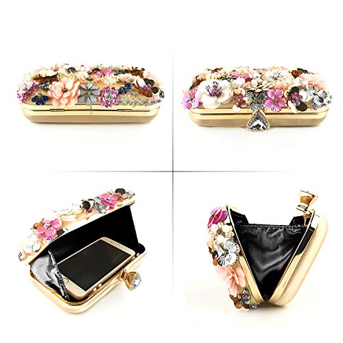 Jywmsc Women's Flower Clutch with Chain Strap