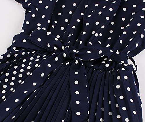 Wellwits Women's Polka Dots Pleated Midi Dress