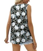 Aokosor Women's Square Neck Pleated Sleeveless Top