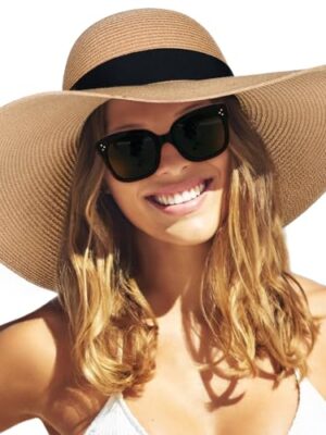 FURTALK Women's UPF 50 Foldable Wide Brim Straw Hat