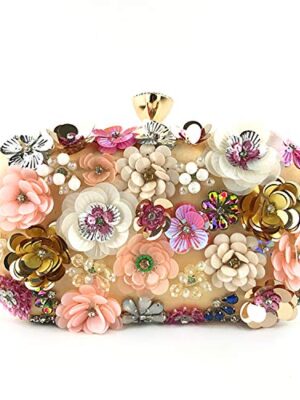 Jywmsc Women's Flower Clutch with Chain Strap