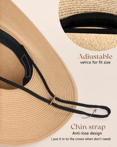 FURTALK Women's UPF 50 Foldable Wide Brim Straw Hat