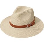 DRESHOW Women Wide Brim Straw Panama Hat UPF 50+
