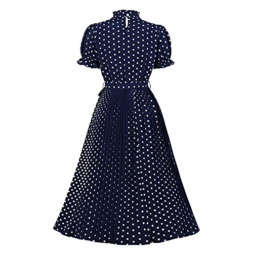 Wellwits Women's Polka Dots Pleated Midi Dress