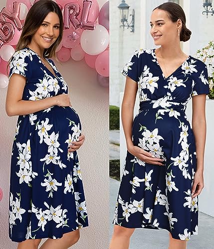 OUGES Women's Summer Midi Dress with Pockets