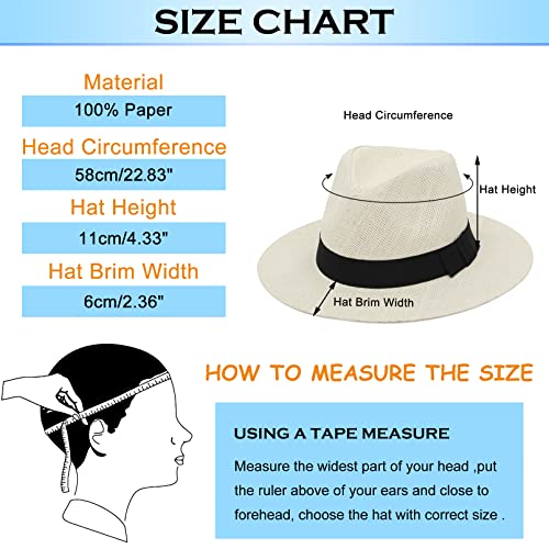 GEMVIE 2Pcs Summer Straw Panama Hat for Women & Men