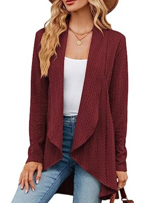 MGOOL Women's Open Front Long Sleeve Cardigan Sweater