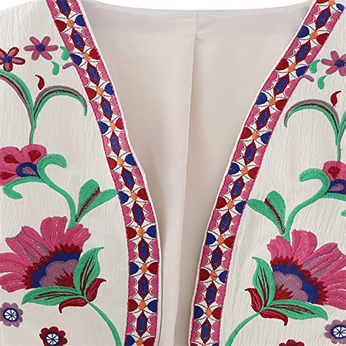 Vintage Floral Embroidered Crop Vest - Women's