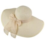 DRESHOW Womens Big Bowknot Foldable Straw Sun Hat UPF 50+