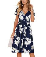 OUGES Women's Summer Midi Dress with Pockets