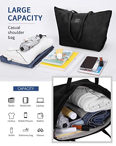 LIVACASA 49cm Water Resistant Tote Bag with Zip and Pockets