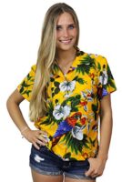 King Kameha Men's Casual Hawaiian Shirt with Flames
