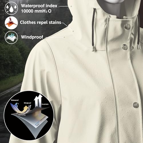 UNIQUEBELLA Women's Waterproof Breathable Raincoat