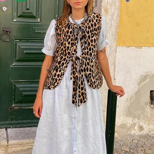 YILEEGOO Women's Vintage Leopard Print Sleeveless Vest