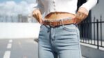JASGOOD Women's Leather Belts, Gold Buckle, 2 Pack