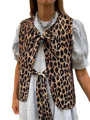 YILEEGOO Women's Vintage Leopard Print Sleeveless Vest