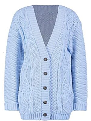 LUXFAB Womens Long Sleeve Cable Knit Cardigan UK 8-26