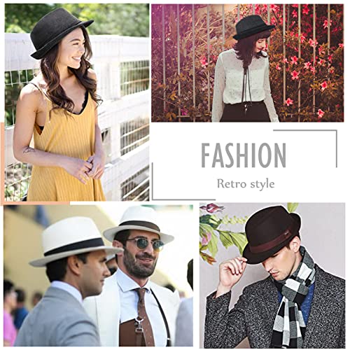 NiceYnn Unisex Wool Panama Hat, Curl Brim Jazz Fedora