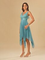 Ever-Pretty Women's V Neck Lace Chiffon Knee Length Dress