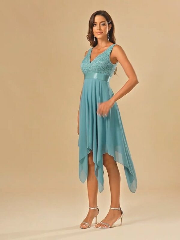 Ever-Pretty Women's V Neck Lace Chiffon Knee Length Dress