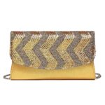 Miss Lulu Women's Gold Clutch with Detachable Chain Strap