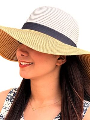 Ladies Adjustable Wide Brim Straw Sun Hat, UV UPF 50+