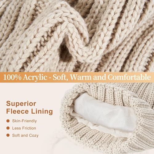 FISFET Women's Winter Hat, Scarf & Gloves Set, Fleece Lined
