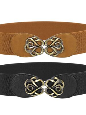 WERFORU 2 Pack Women Elastic Vintage Stretch Waist Belts