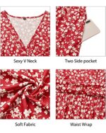 STYLEWORD Women's Summer V-Neck Floral Wrap Dress