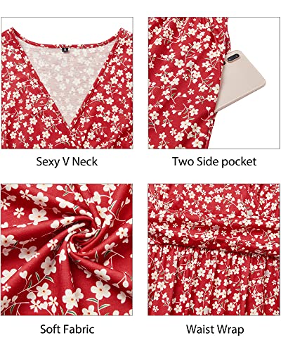 STYLEWORD Women's Summer V-Neck Floral Wrap Dress