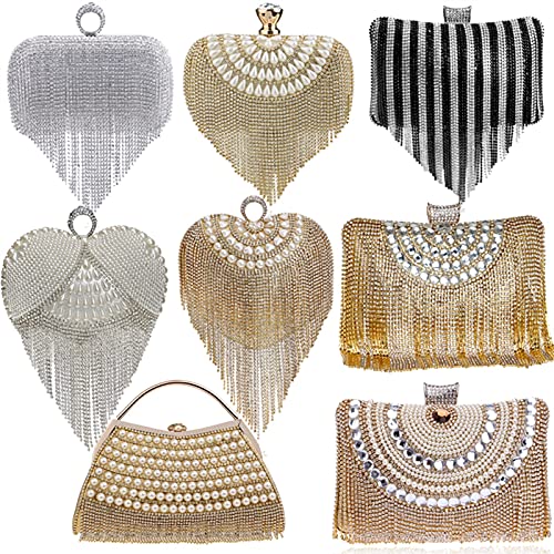 BDXMKS Women Tassel Evening Bag Diamond Beads Clutch