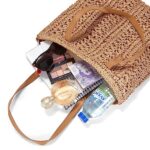 Women's Straw Shoulder Bag, Medium & Large, Leather Handles
